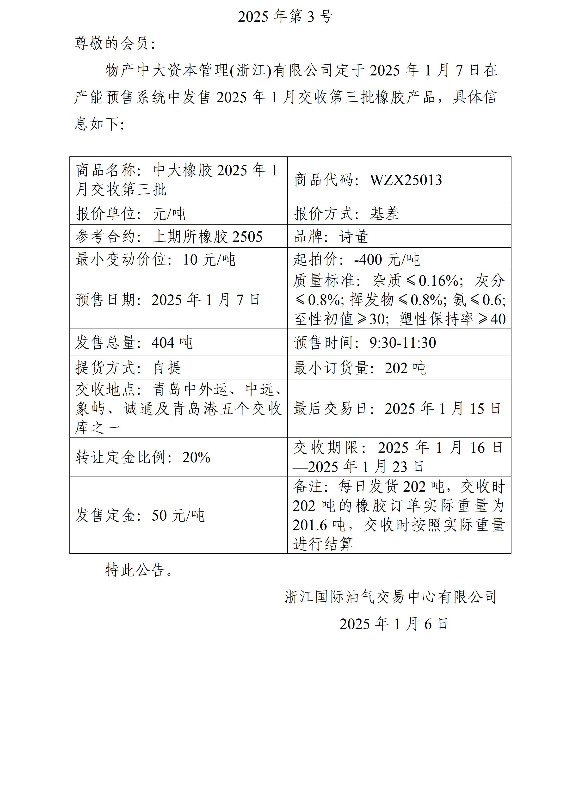 關于物產中大資本管理(浙江)有限公司預售2025年1月交收第三批橡膠產品的公告_01.jpg